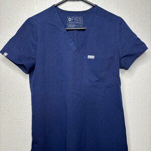 FIGS Technical Collection Scrub Top Navy Blue Womens XS